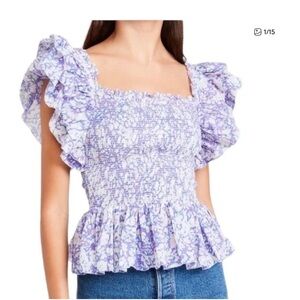 Love the label smocked martine top NWOT Size medium